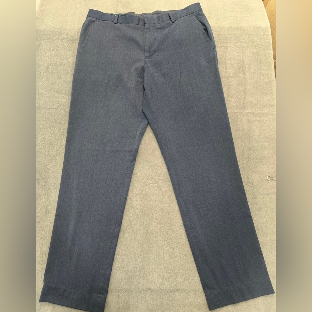 Perry Ellis Mens Slim fit Dress Pants 34x30 Blue Solid Stretch